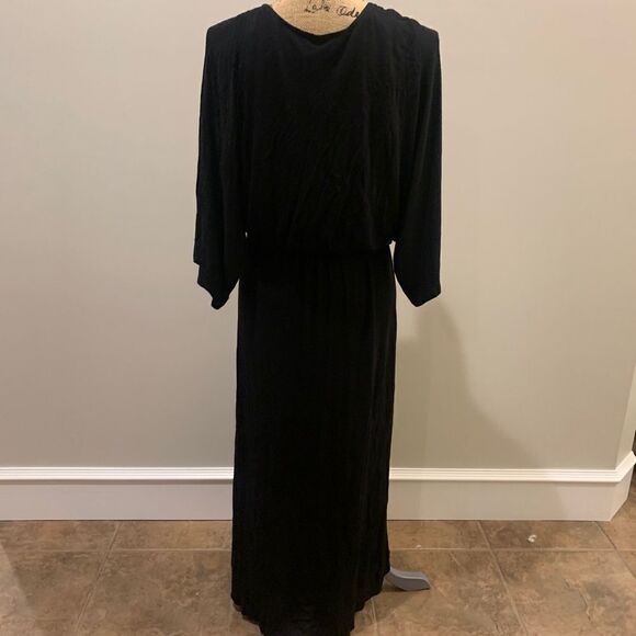 H by Halston Black Jersey Dress split front - Picture 2 of 5